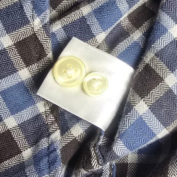 Men's ROUNDTREE & YORKE Blue & Brown Plaid Button Up Shirt sz Large - Picture 5 of 5